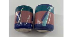 Vintage Ceramic Toothbrush Cup Bathroom Decor Cottage Granny Colorful Painted